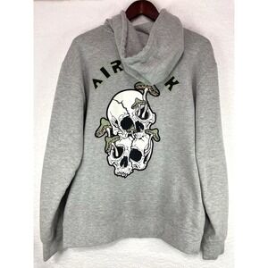 Airwalk‎ Mens Grey Hoodie Sweatshirt Size Medium Skull Mushrooms READ